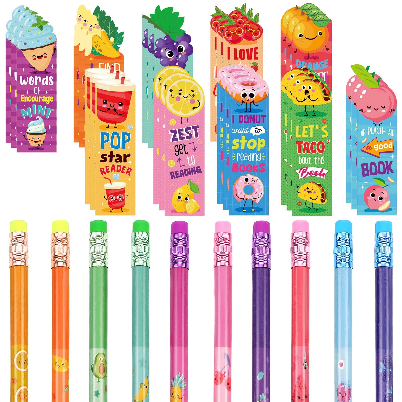 Teling 60 Pcs Funny Smelly Pencils And Scented Bookmarks Sets Valentines Pencils Bookmarks Back To School 100Th Day Of School St
