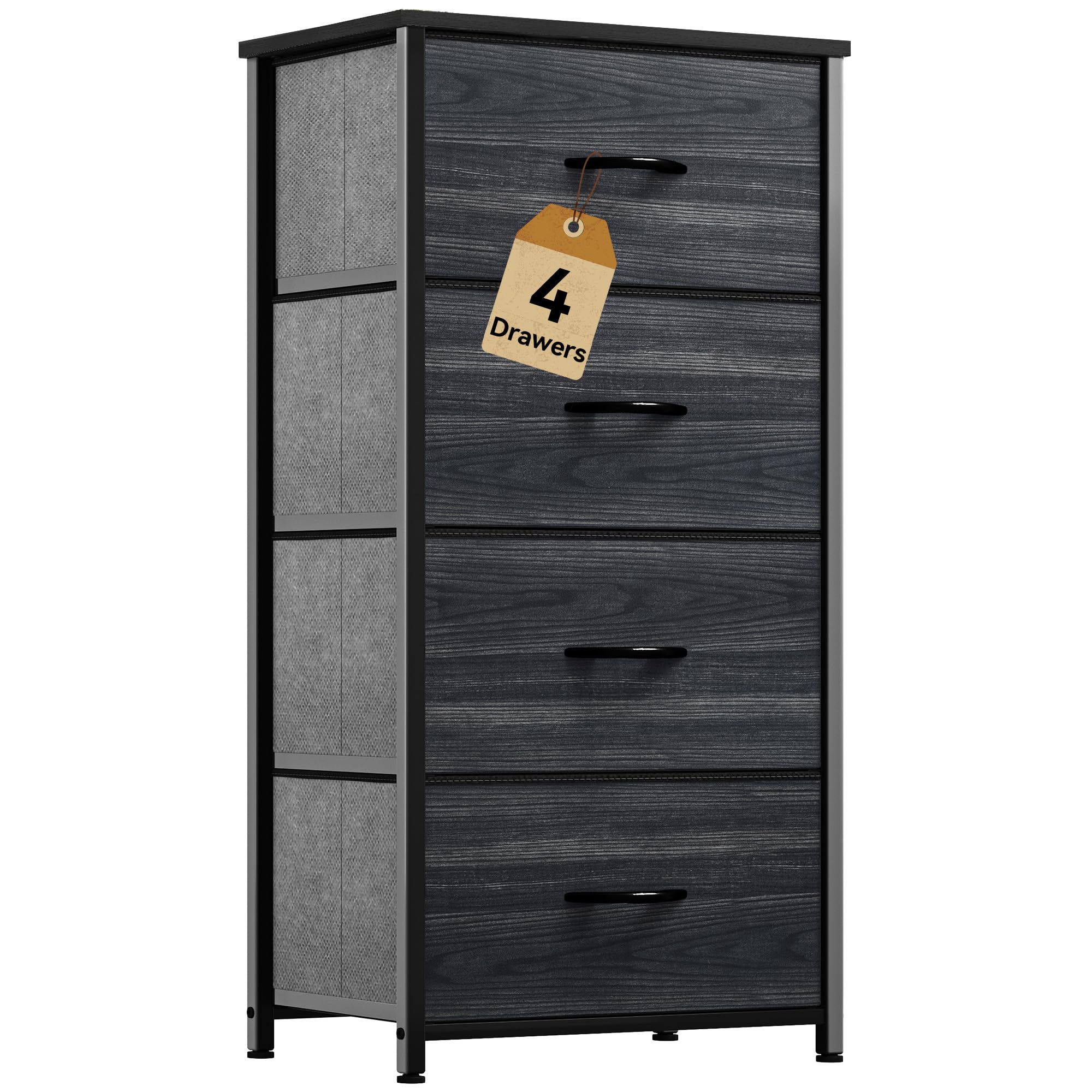 DWVO 4 Drawers Dresser, Dresser for Bedroom, Fabric Storage Tower, Chest of Drawers, Organizer Unit for Closets, Living Room, St