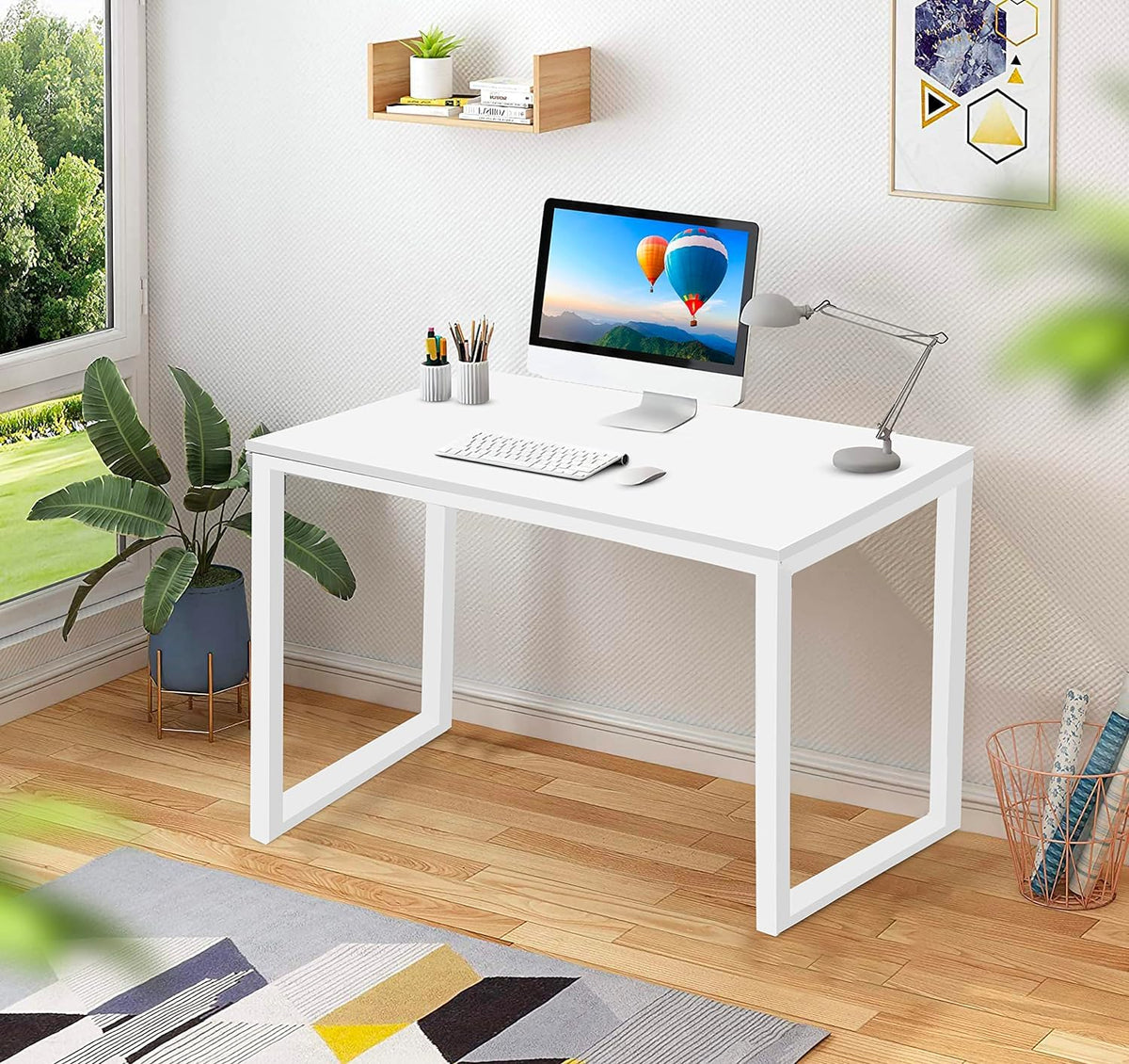 Gk International Solid Wood Office Table, Workstation Table, Desk, For Study Room, KidS Room, Office & Home, White Colour,