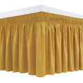 Biscaynebay Wrap Around Bed Skirts For King & Cal King Beds 16' Drop, Gold Adjustable Elastic Dust Ruffles Easy Fit Wrinkle Resistant Silky Luxurious Fabric Machine Washable