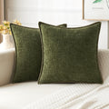 Miulee Pack Of 2 Couch Throw Pillow Covers 20X20 Inch Olive Green Farmhouse Decorative Pillow Covers With Stitched Edge Soft Chenille Solid Dyed Spring Pillow Covers For Sofa Bed Living Room