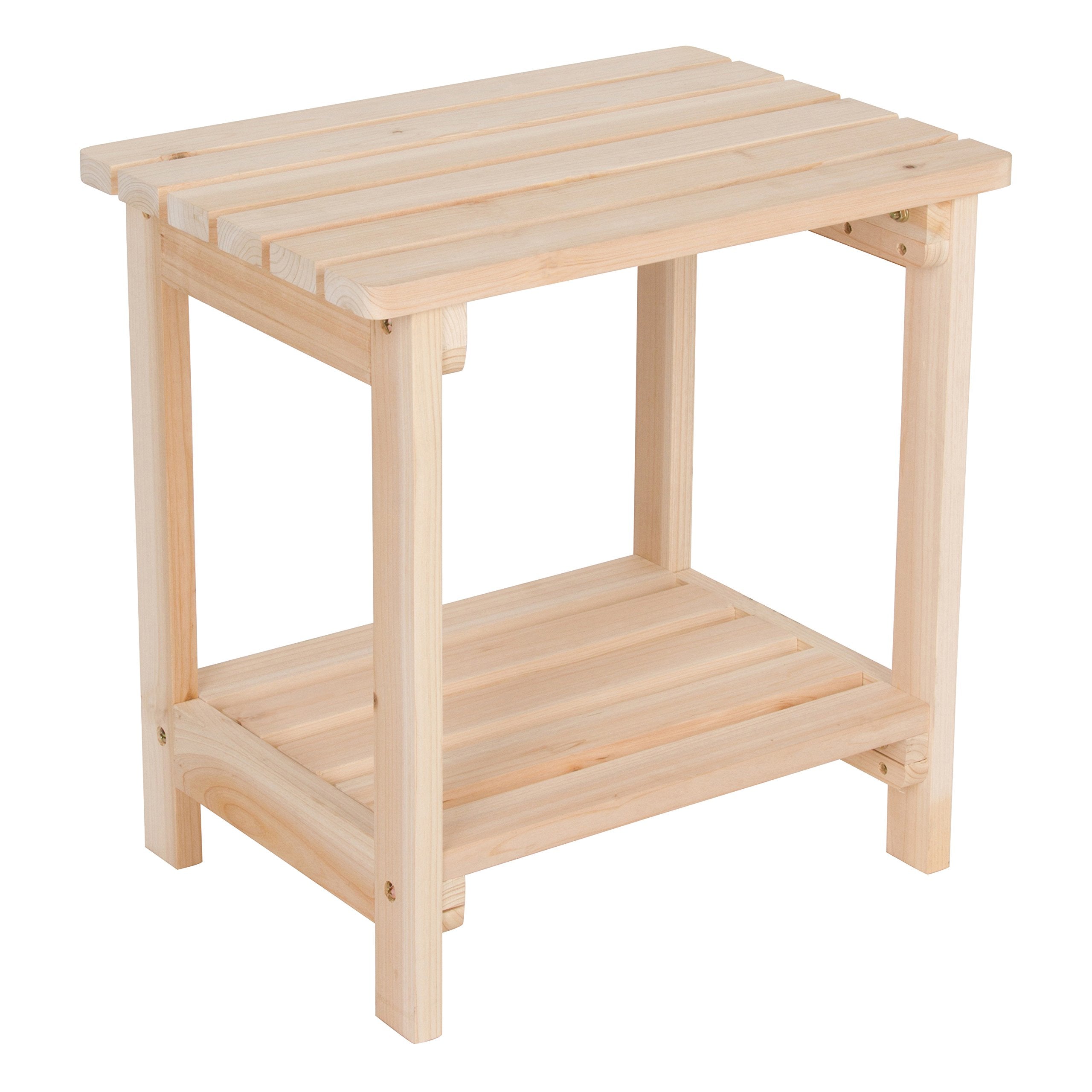 Shine Company Providence Rectangular Solid Wood Side Table, Outdoor Adirondack Small Patio Table – Natural