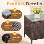 Flamaker Patio Furniture Set 3 Pieces All-Weather Rattan Outdoor Furniture Patio Chairs With Tempered Glass Table For Porch Bistro Balcony (Brown/Cream)