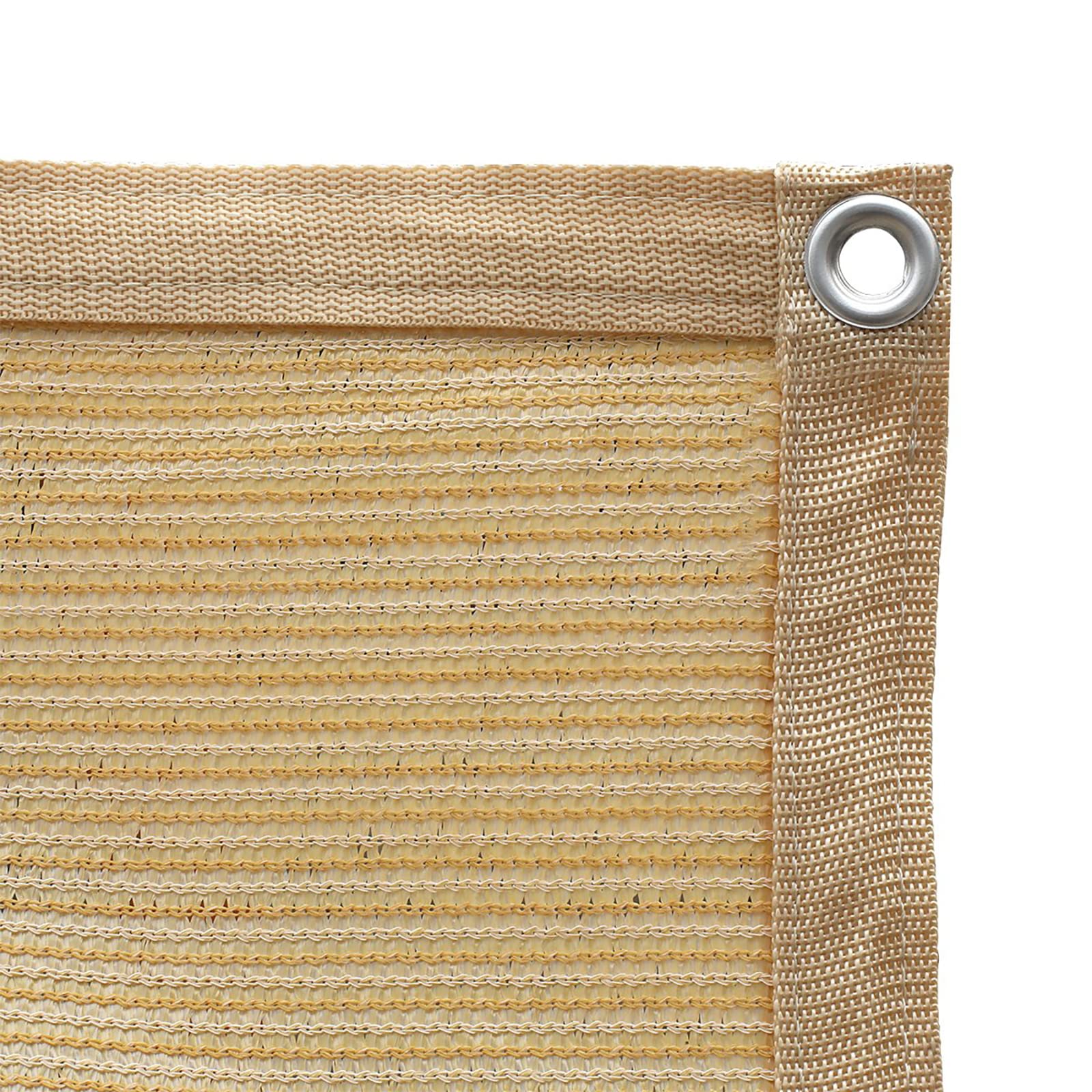 Shatex 90% Shade Fabric 6X 16Ft Sun Shade Cloth Taped Edge With Grommets Sun-Block Mesh Shade For Pergola Cover Canopy Wheat, 12