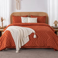 Litanika King Size Comforter Set With Sheets Burnt Orange - 7 Pieces Bed In A Bag King Boho Terracotta Complete Beddding Sets Ru