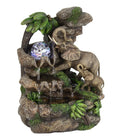 Ok Lighting 11.00" H Elephant Table Fountain, Brown, Green