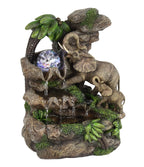 Ok Lighting 11.00" H Elephant Table Fountain, Brown, Green