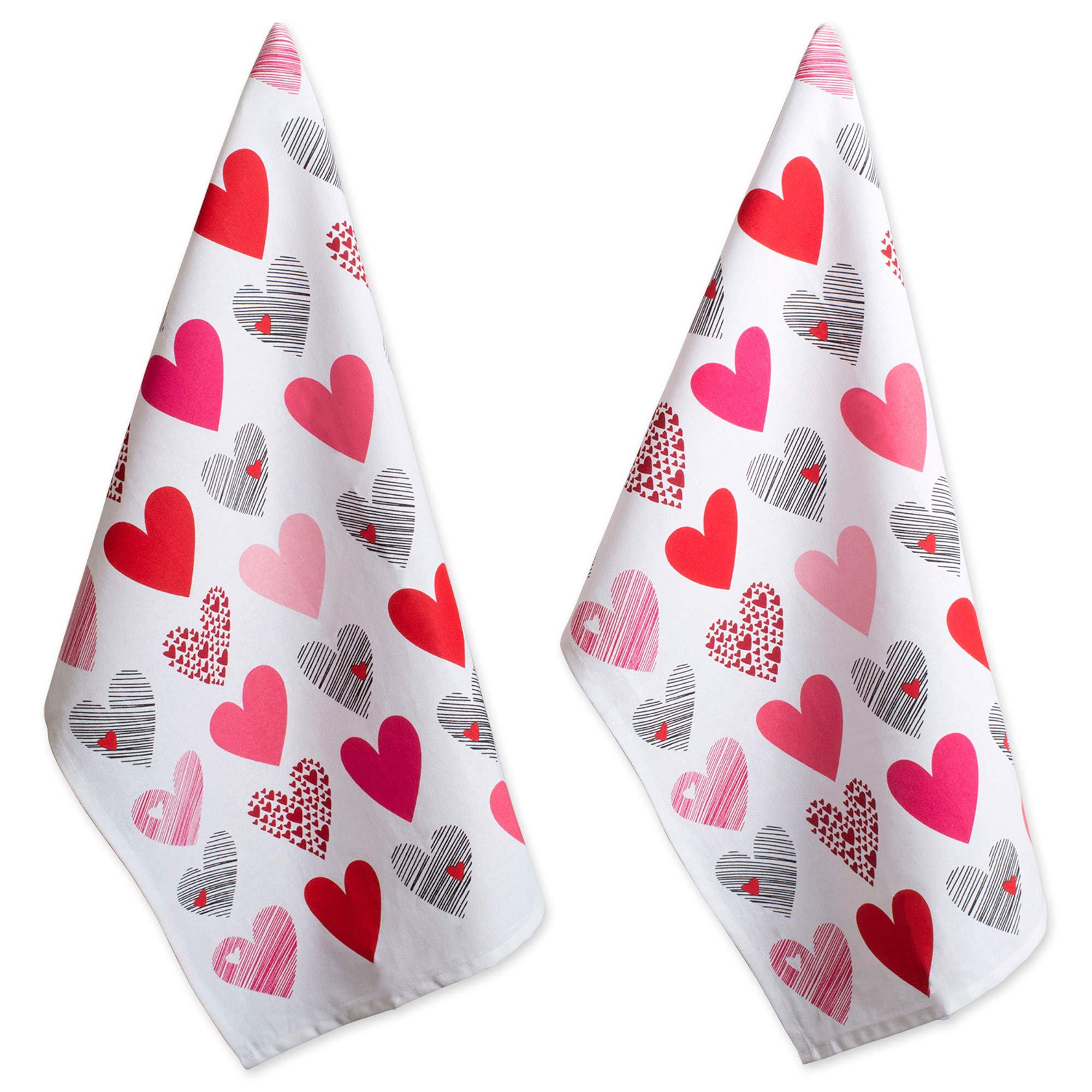 DII Valentines Day Collection Kitchen, Dishtowel Set, 18x28, Hearts Collage, 2 Piece