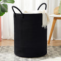 MOJOSCEND 62L Black Laundry Basket Hamper, 15Dx20H inches Woven Rope Laundry Basket, Modern Hamper for Clothes in College Dorm