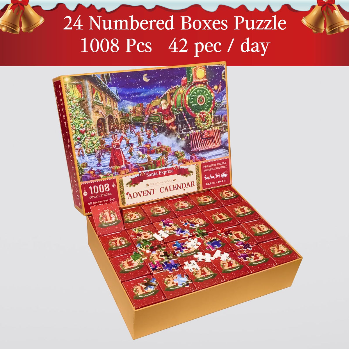 HUYFGDYSA Advent Calendar 2024 - 1008 Piece Christmas Puzzle, Colorful Countdown for Home Wall Decor & Holiday Gifts