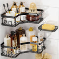 MAXIFFE Shower Caddy, 3-Pack Shower Organizer with Soap Holder, Corner Shower Caddy with 8 Hooks, Wall Mounted Shower Shelf for 