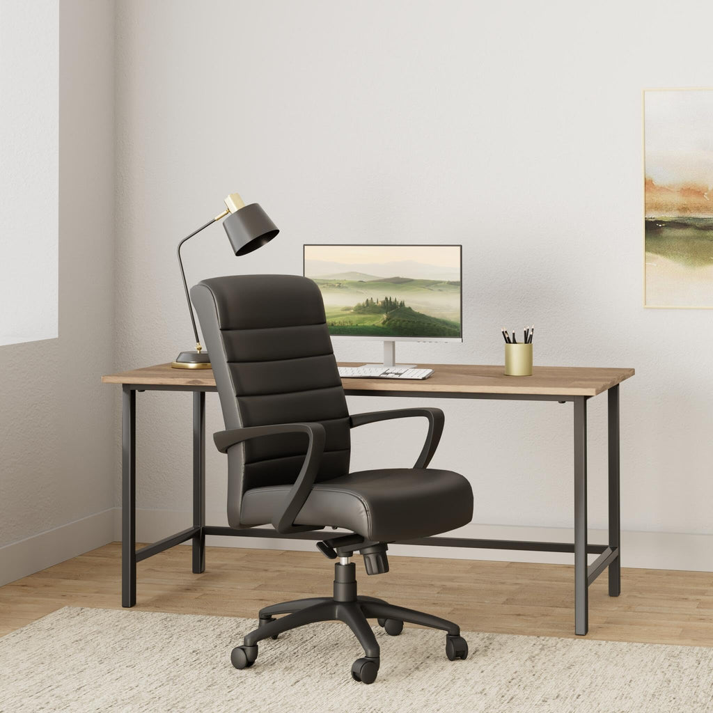 Eurotech Seating Manchester High Back Leather Chair, Black