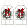 NEWLIGHTURE Wood Christmas Holiday Wall Hanging Indoor Outdoor Decorations Rustic Christmas Window Plaque Signs Wooden Arch with