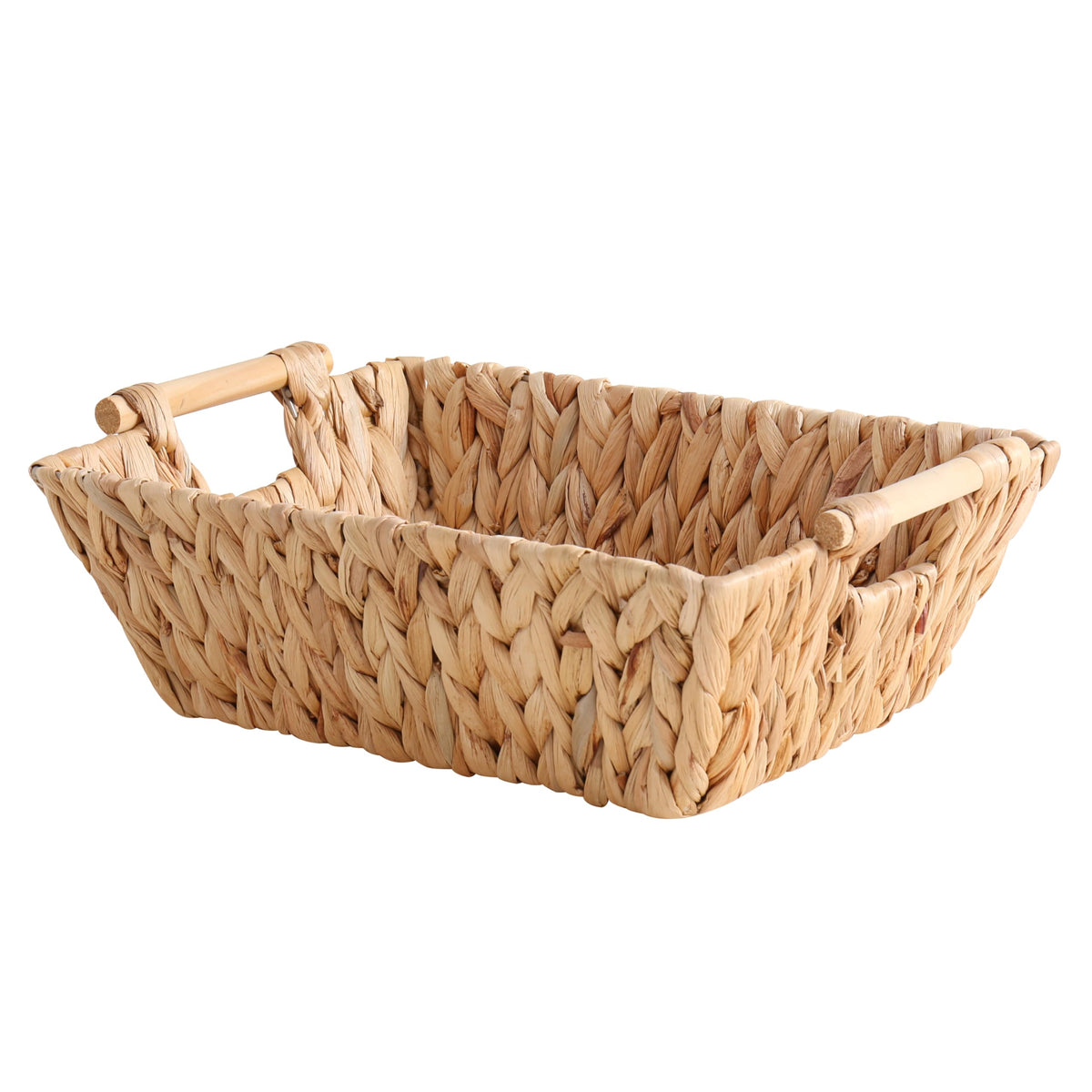 LONGERO Handcrafted Water Hyacinth Basket, Hand Woven Wicker Shelf Basket for Storage, Organizing and Decoration, Rectangular, w