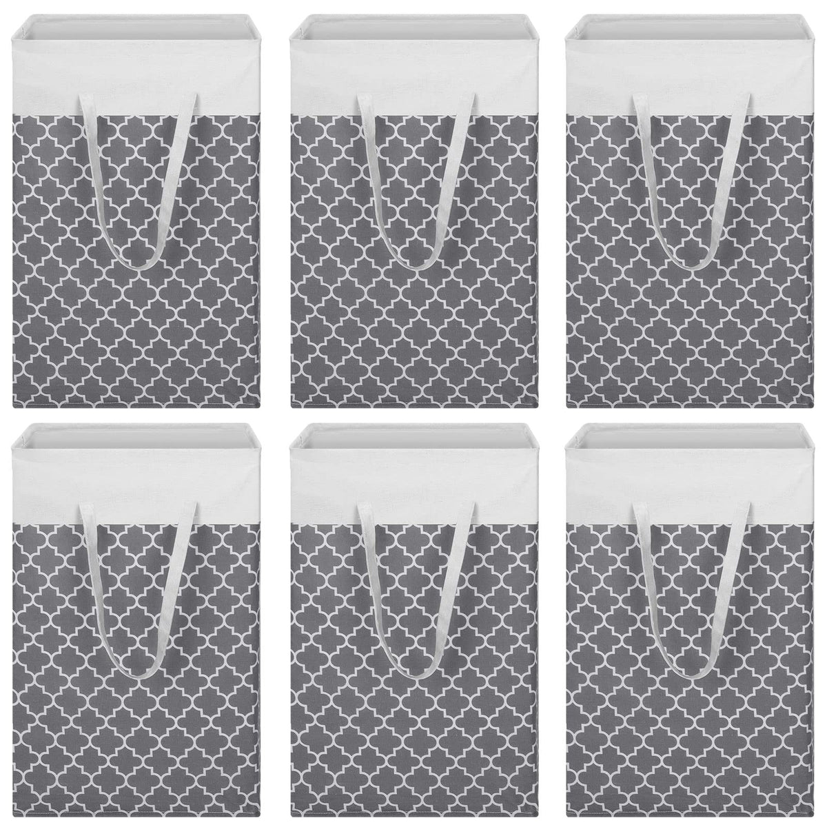 6 Pack Laundry Hamper 75L Collapsible Laundry Baskets with Long Handles Freestanding Dirty Clothes Hamper Waterproof Foldable La