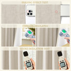 Jowels Natural Linen Blackout Curtains 63 Length 2 Panels Set For Living Room Bedroom, 100% Black Out Thermal Insulated Linen Dr