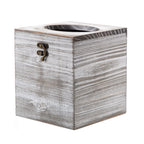 Distressed Farmhouse Square Solid Wood Tissue Box Cover With Slide-Out Bottom Panel Honey Brown Tissue Box Holder For Bathroom L