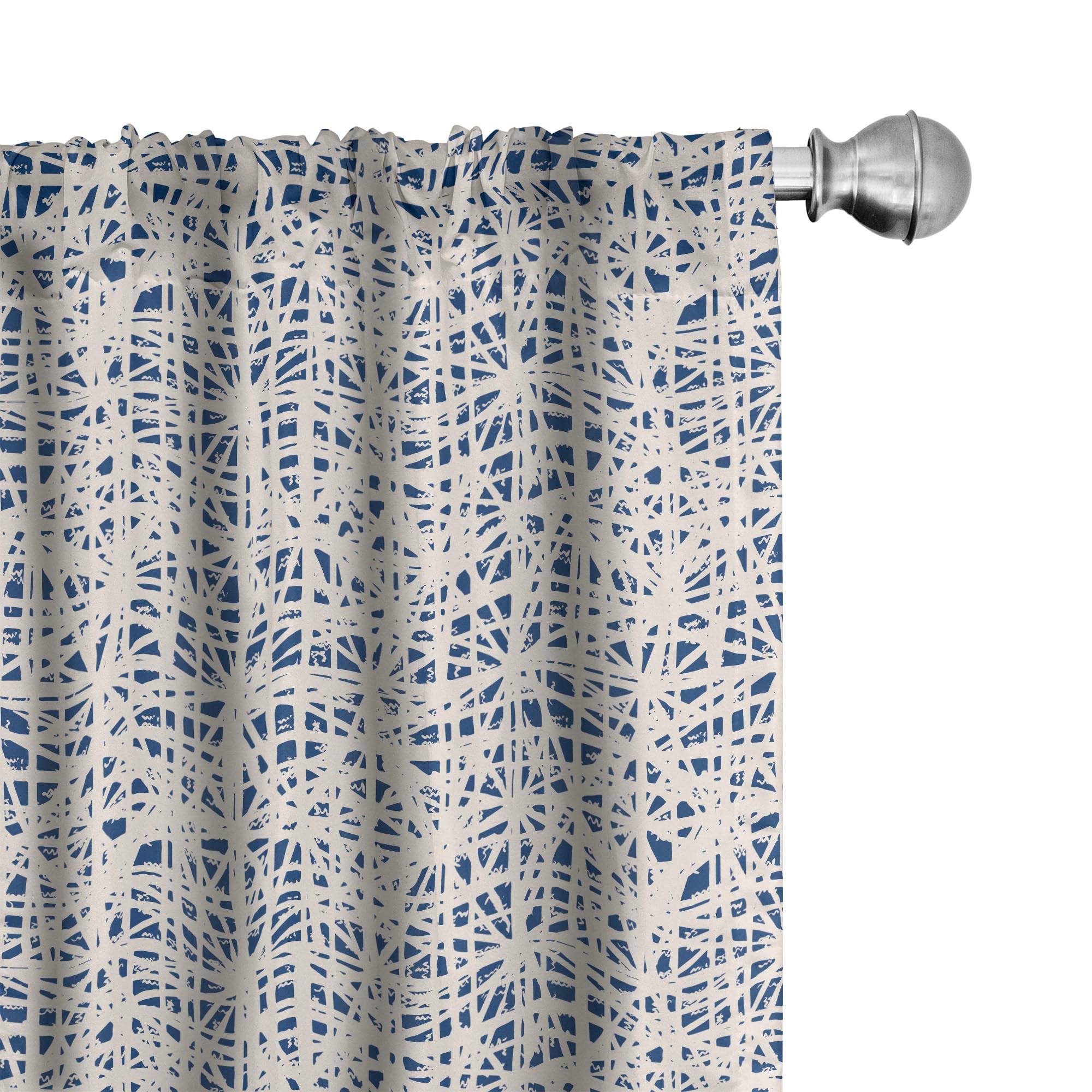 Ambesonne Ethnic Window Curtains, Watercolor Style Hand Drawn Grid Pattern Hippie Folk Batik Design, Lightweight Decor 2-Panel S