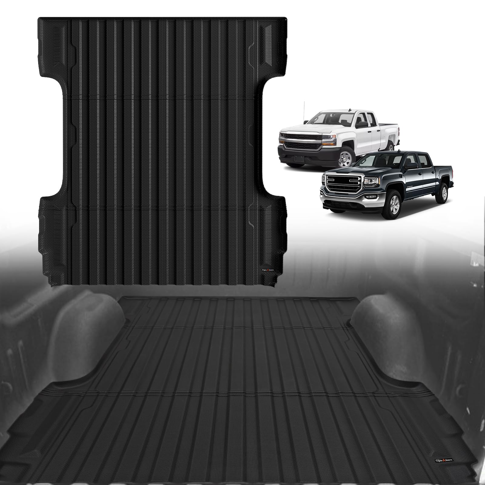 Triplealiners Truck Bed Mat Compatible With 2007-2018 Chevy Silverado/Gmc Sierra 1500 Accessories 5.8Ft Vehicle Bed Perfectly Fl