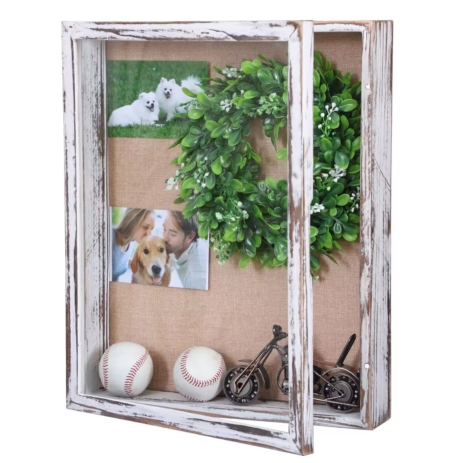 Shadow Box Frame16x20, Extra Large Shadow Boxes Display Cases with Hinged Door, Memorial Shadow Box Frame for Baseball Bouquet F