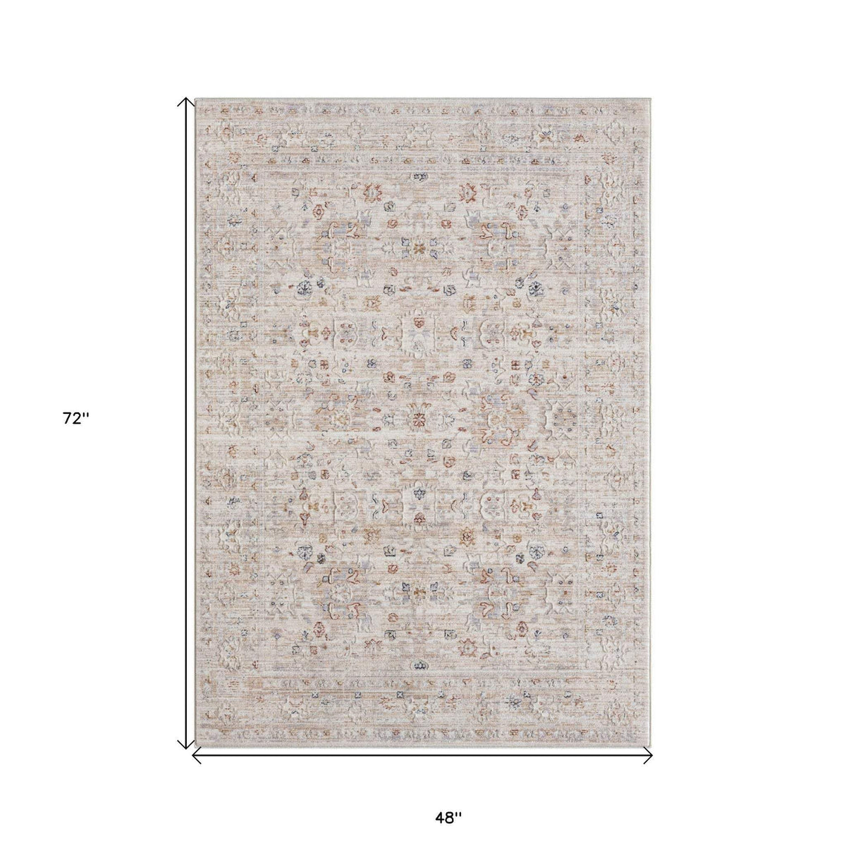 HomeRoots 516013 8 x 10 ft. Beige Botanical Rectangle Traditional Area Rug