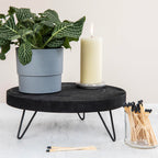 Creative Co-Op Decorative Paulownia Wood Pedestal, Black, 11''
