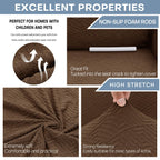 Znsayotx 1 Piece Jacquard Chair Slipcovers For Living Room High Stretch Chair Covers With Arms Anti Slip Pets Friendly Couch Sofa Armchair Cover Furniture Protector (Small, New Pattern Coffee)