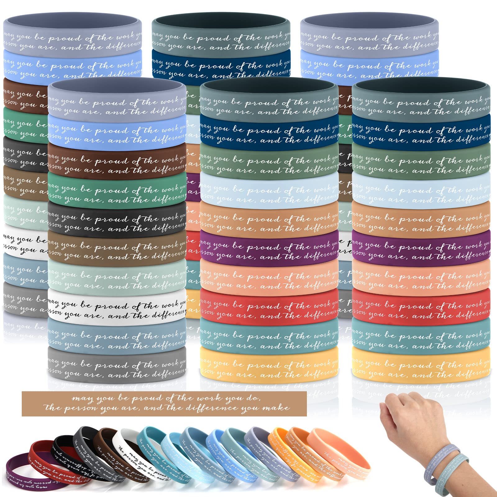 Unittype 100 Pcs Employee Appreciation Gifts Bulk Motivational Silicone Wristbands Bracelets May You Be Proud Of The Work You Do