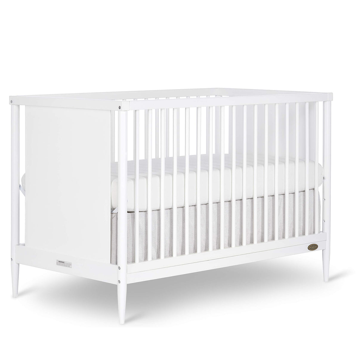 Dream On Me Clover 4-in-1 Modern Island Crib with Rounded Spindles in White, Convertible Crib, Mid-Century Meets Modern, Coordin
