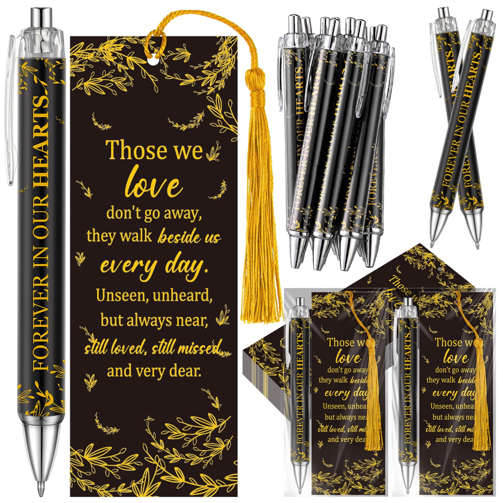 Sayglossy 60 Set Memorial Funeral Favors for Guests Funeral Favors for a Memorial Service Ballpoint Pens and Poem Prayer Bookmar