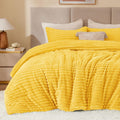 Bedelite Fleece Queen Comforter Set -Super Soft & Warm Fluffy Bright Yellow Bedding, Luxury Fuzzy Heavy Bed Set For Winter With