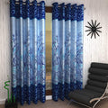 Home Sizzler 2 Piece Elegant Panel Eyelet Polyester Window Curtains  5 Feet, Blue