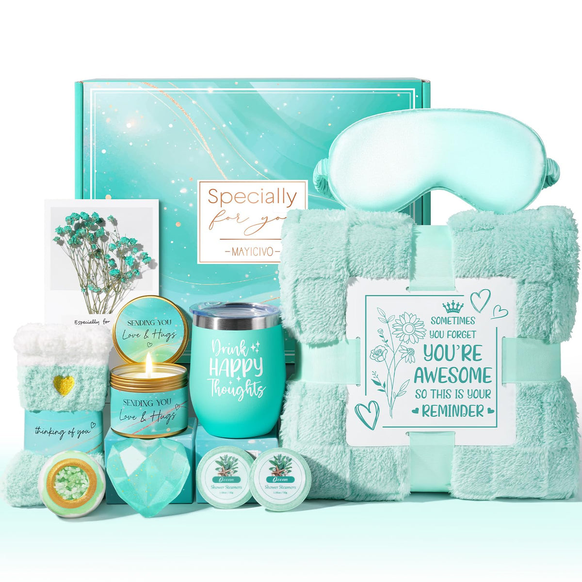 Birthday Gifts For Women, Self Care Gifts Get Well Soon Gifts Basket For Women, Ocean Relaxing Spa Gifts Care Package W/Luxury B