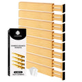 LUXVIOR Expandable Bamboo Drawer Dividers 8 pack with labels(17.5-22) Drawer Organizer for Kitchen, Clothes,Utensils,Silverware,