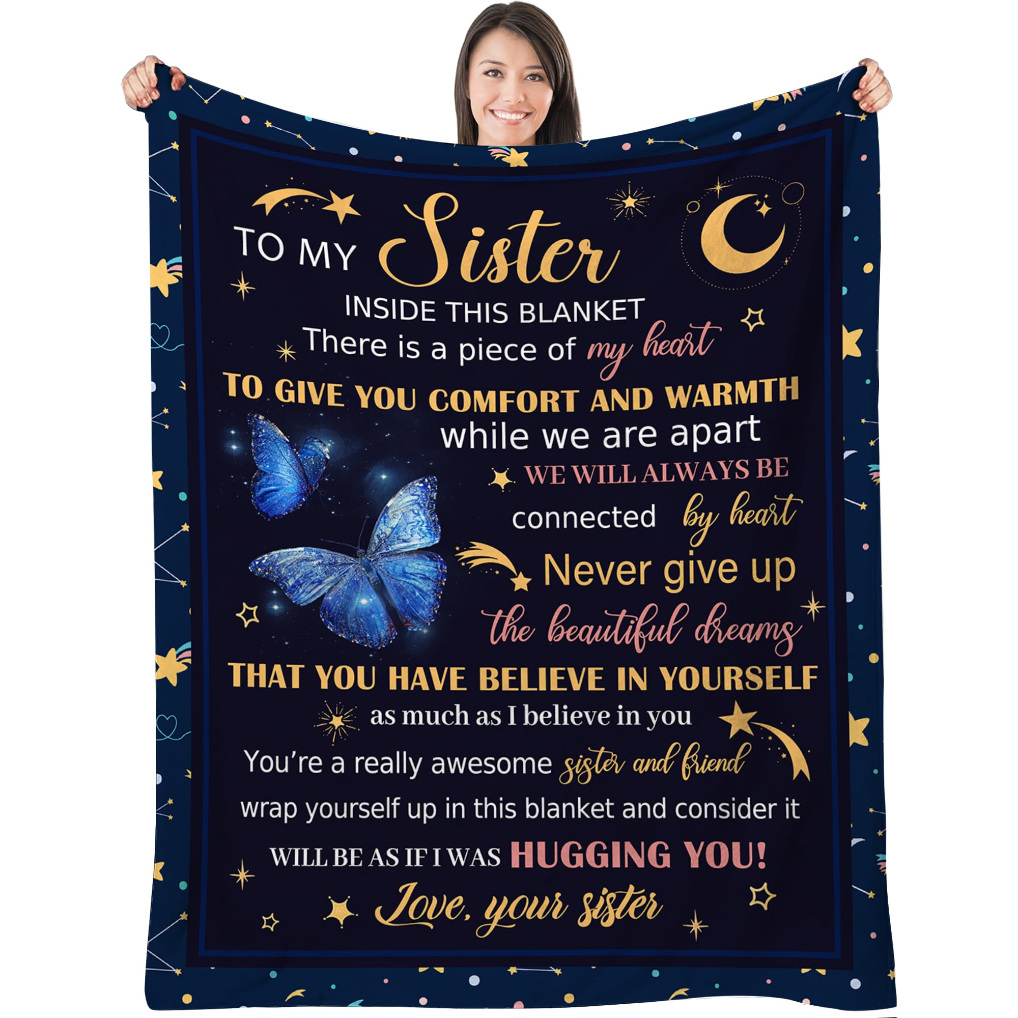 Inxeng Sister Blanket, Sisters Gifts From Sister, Sister Birthday Gifts From Sister, Butterfly Blanket For Sister, Big Sister Gi