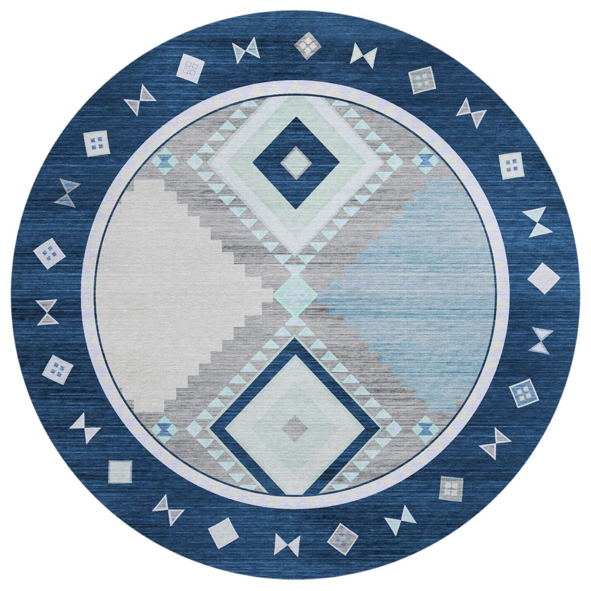 Phoenix Ph2 Blue Southwestern Rug Round 8' X 8'