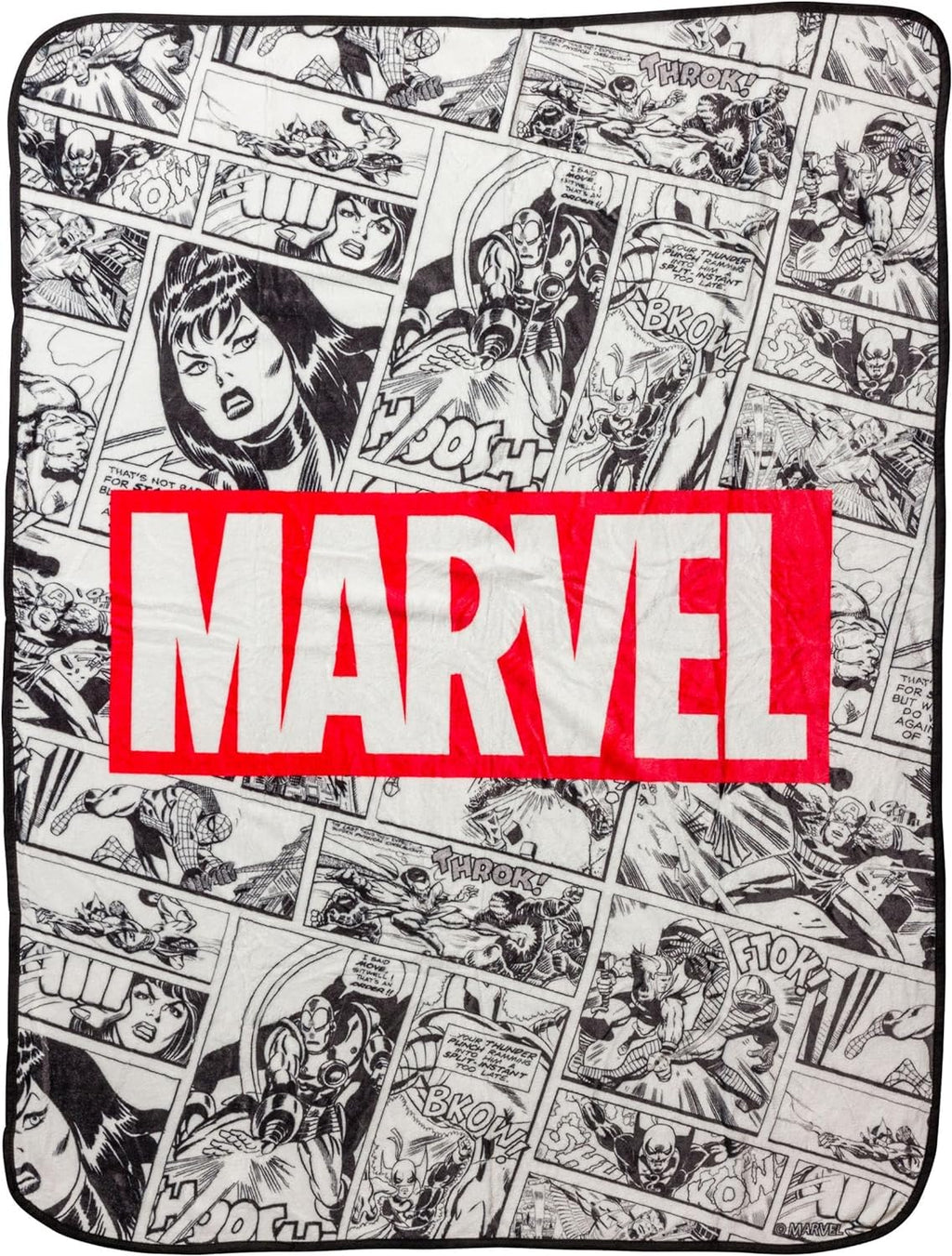 Silver Buffalo Marvel Retro Vintage Comics Panel 45' X 60' Fleece Throw Blanket