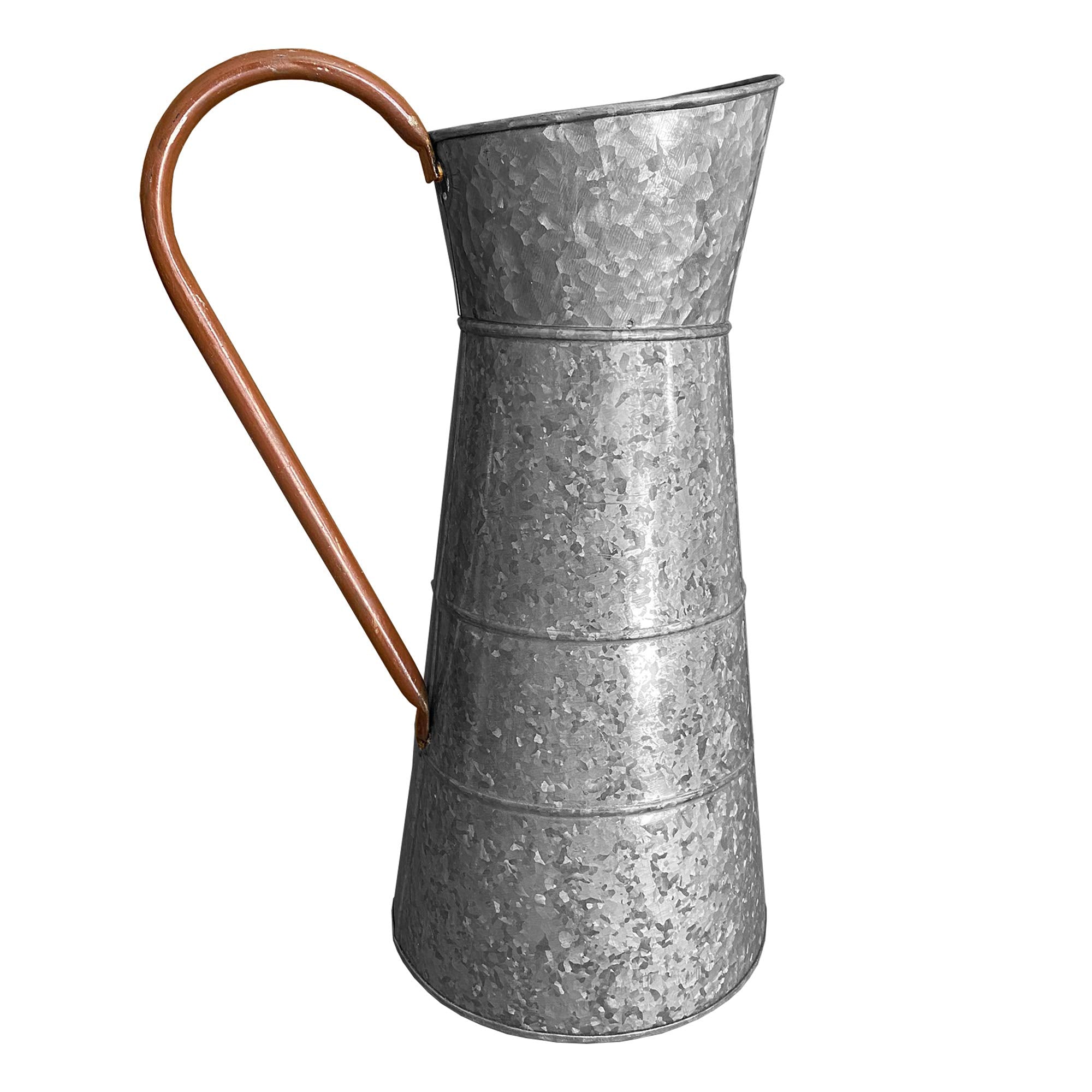 Benzara Chic Industrial Metal Galvanized Pitcher,Gray