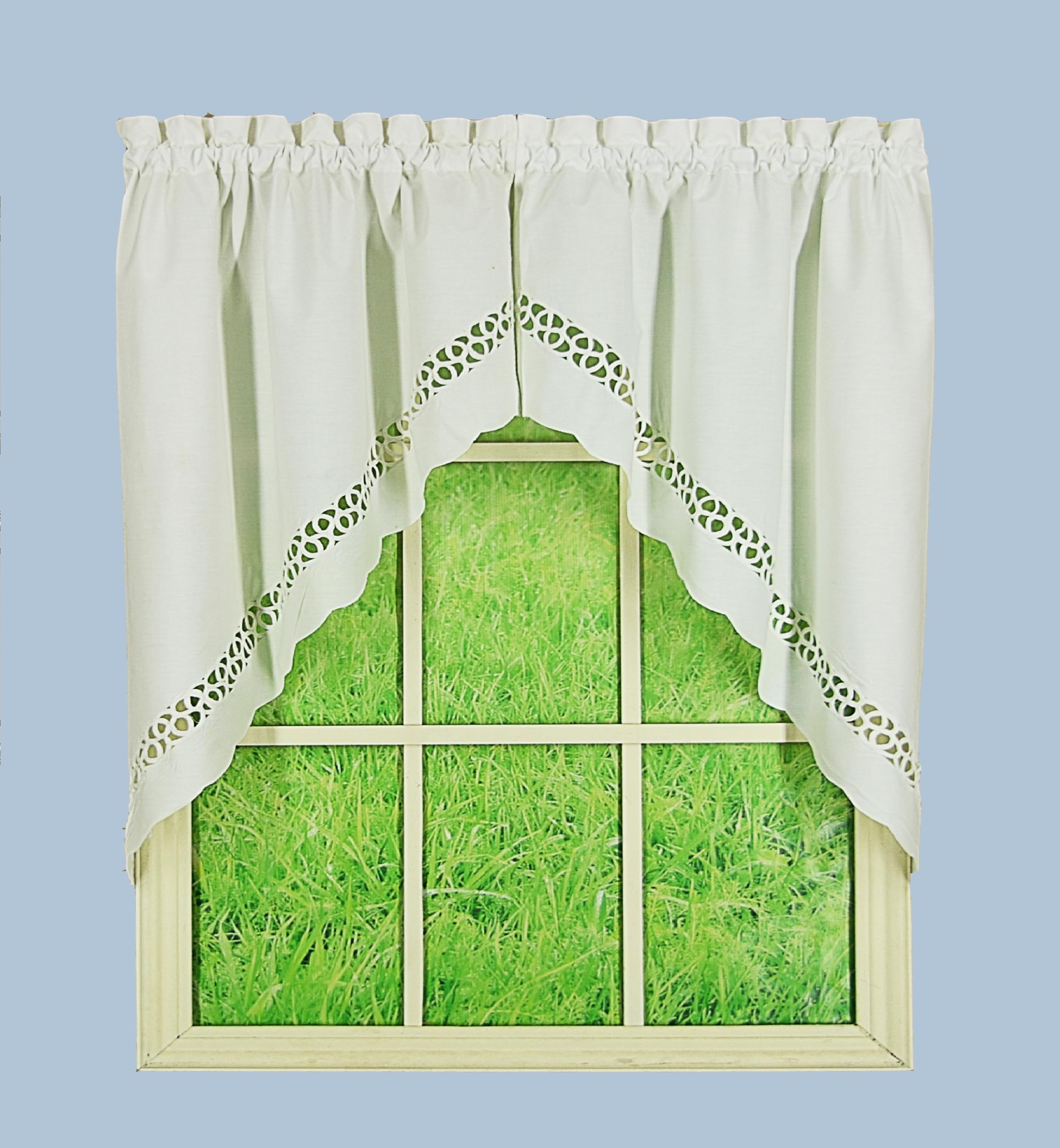 Todays Curtain Hellina Tapework Window Swag, 38-Inch, White