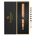 Scriveiner Luxury Edc Fountain Pen (Medium), Stunning Heavy Brass Pocket Pen, Hand Brushed Copper Finish, Schmidt German Nib Con