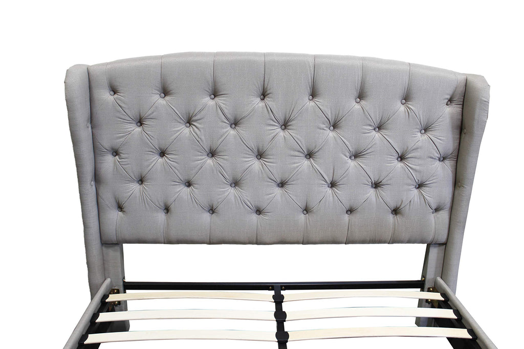 Best Master Furniture Yvette Upholstered Tufted With Wingback Platform Bed Queen, Grey
