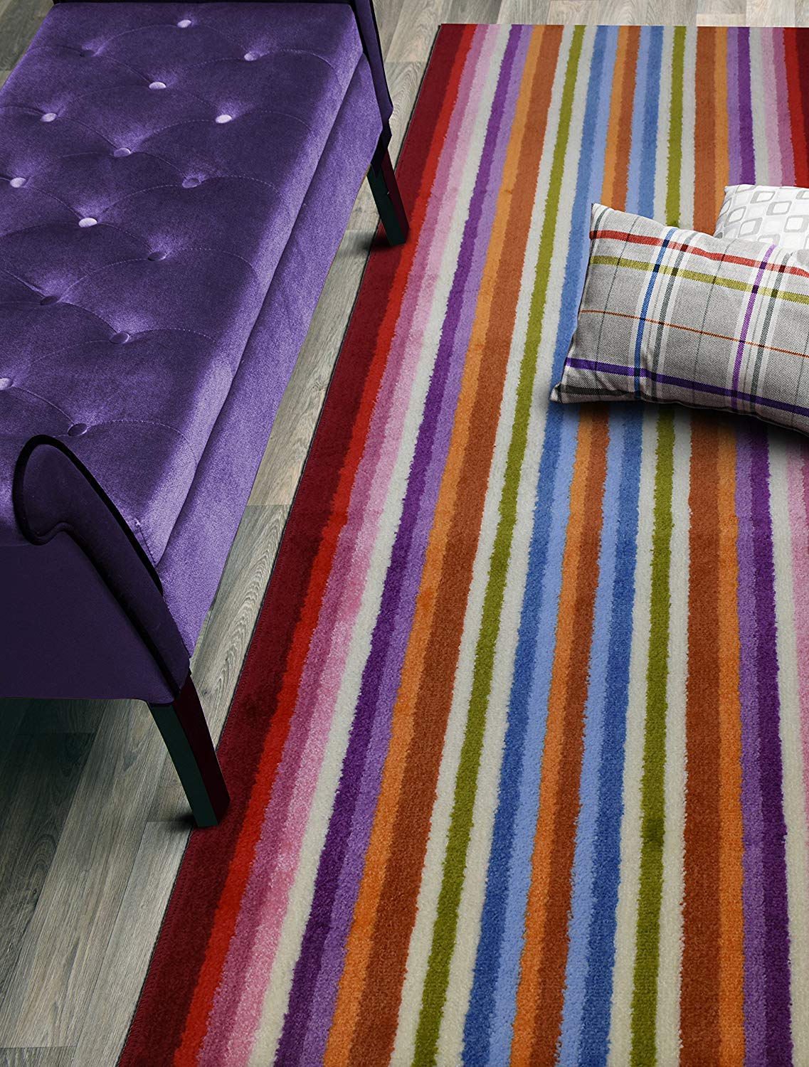 ORFA HOME Custom Size Hallway Runner Rug, Slip Resistant, 26 Inch Wide X Your Choice of Length, Stripes Colorful,26 Inch X 18 fe