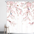 Homewelle Cherry Blossom Plum Asian Shower Curtain Japanese Weeping Flower 60Wx72H Inch Sakura Pink Floral Watercolor Cute Branc