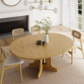 Feonase 59 Round Extendable Dining Room Table for 6, Modern Oval Kitchen Table with Heavy Duty Wood Base, for Kitchen Dining Liv