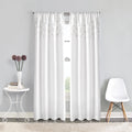 CHF Zig Zag Chevron Ruffle Rod Pocket Single Curtain Panel, 95 inch, White