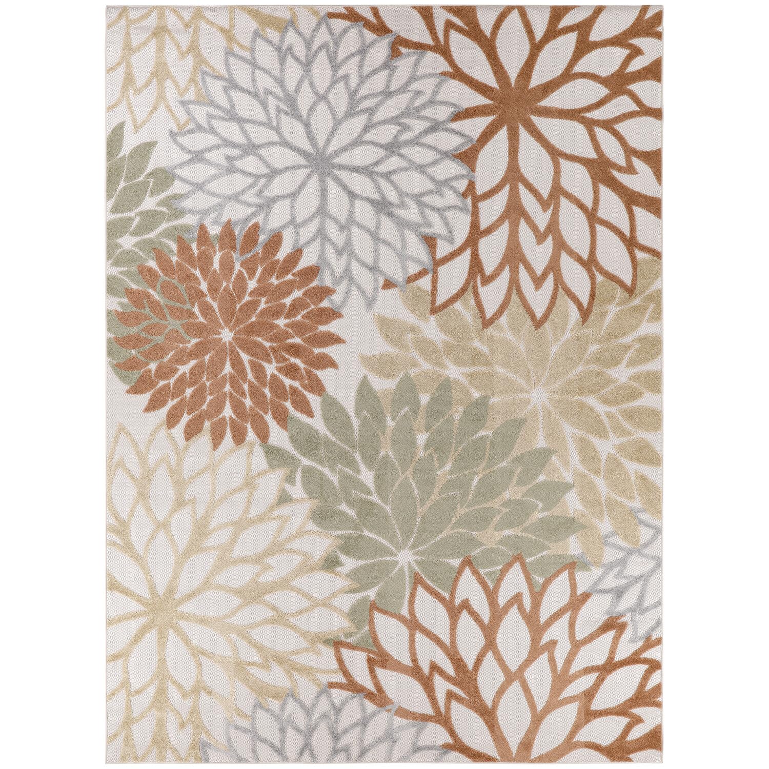 Nourison Aloha Indoor-Outdoor Ivory Multicolor 7'10' X 10'6' Area Rug, Easy Cleaning, Non Shedding, Bed Room, Living Room, Din