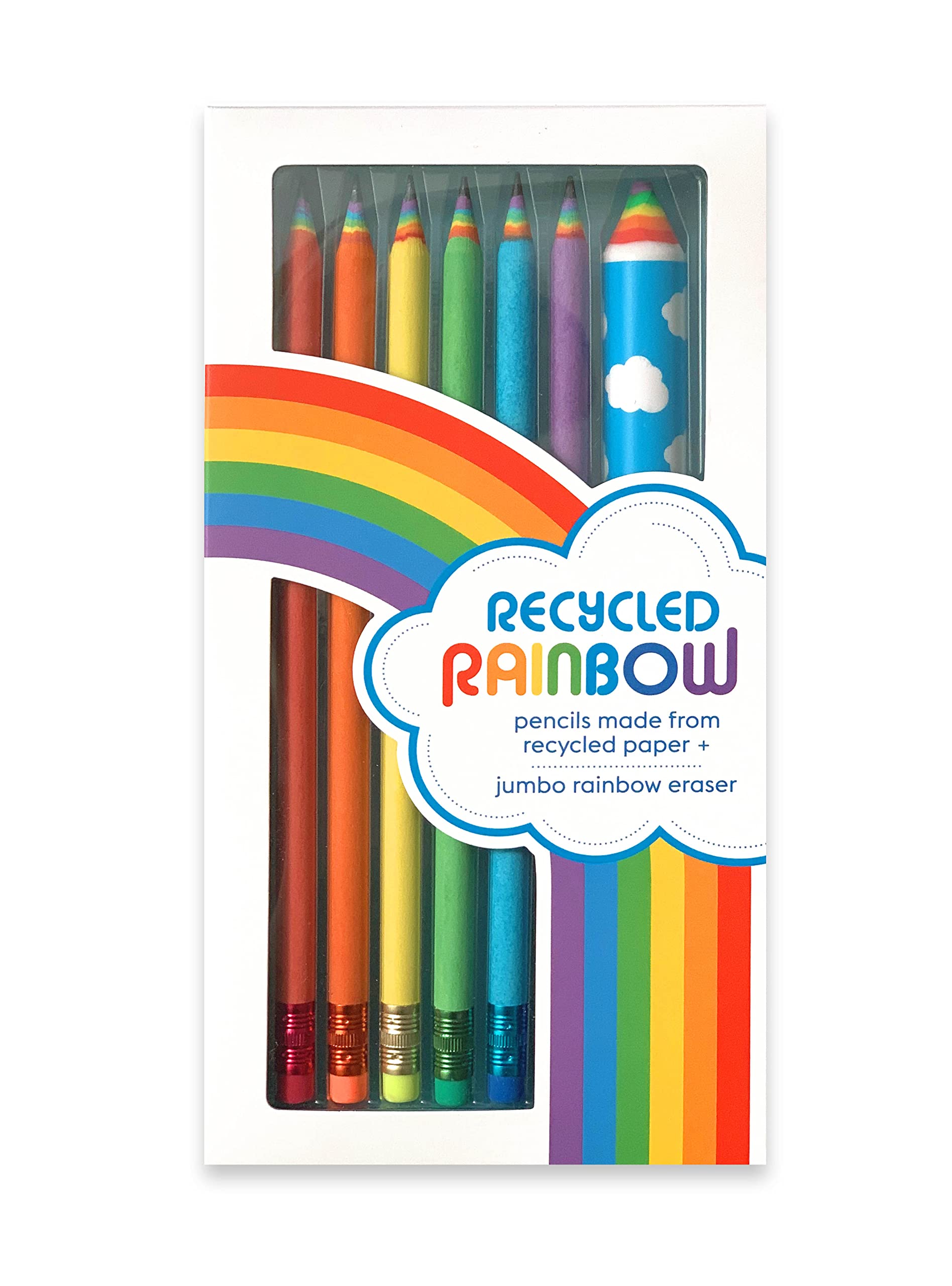 Snifty Recycled Rainbow Pencil Set Of 6 + Jumbo Eraser