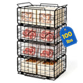 Leafory Reinforced Freezer Organizer Bins, 4 Pack Heavy Duty Metal Freezer Baskets, Stackable Deep Freezer Storage with Handles,