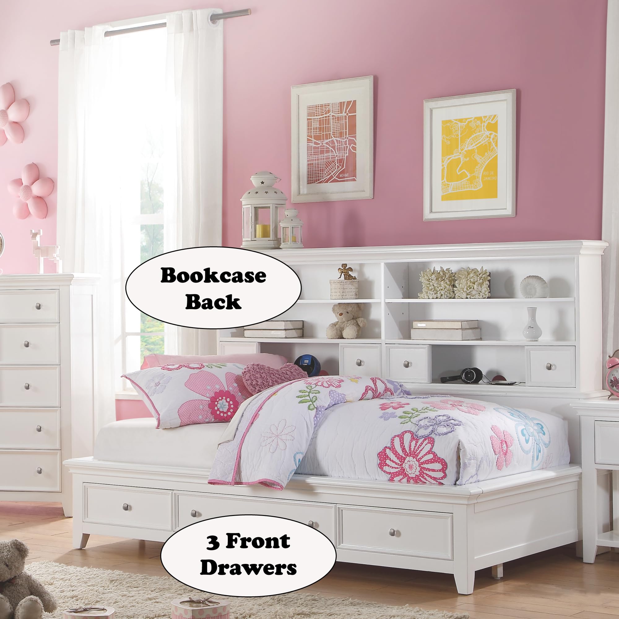 ACME Furniture Lacey Storage Daybed, Twin, White