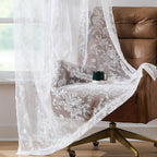 Treatmentex Floral White Lace Curtains 63 Inch Length, French Rose Embroidered Sheer Curtains For Living Room Bedroom, Light Fil